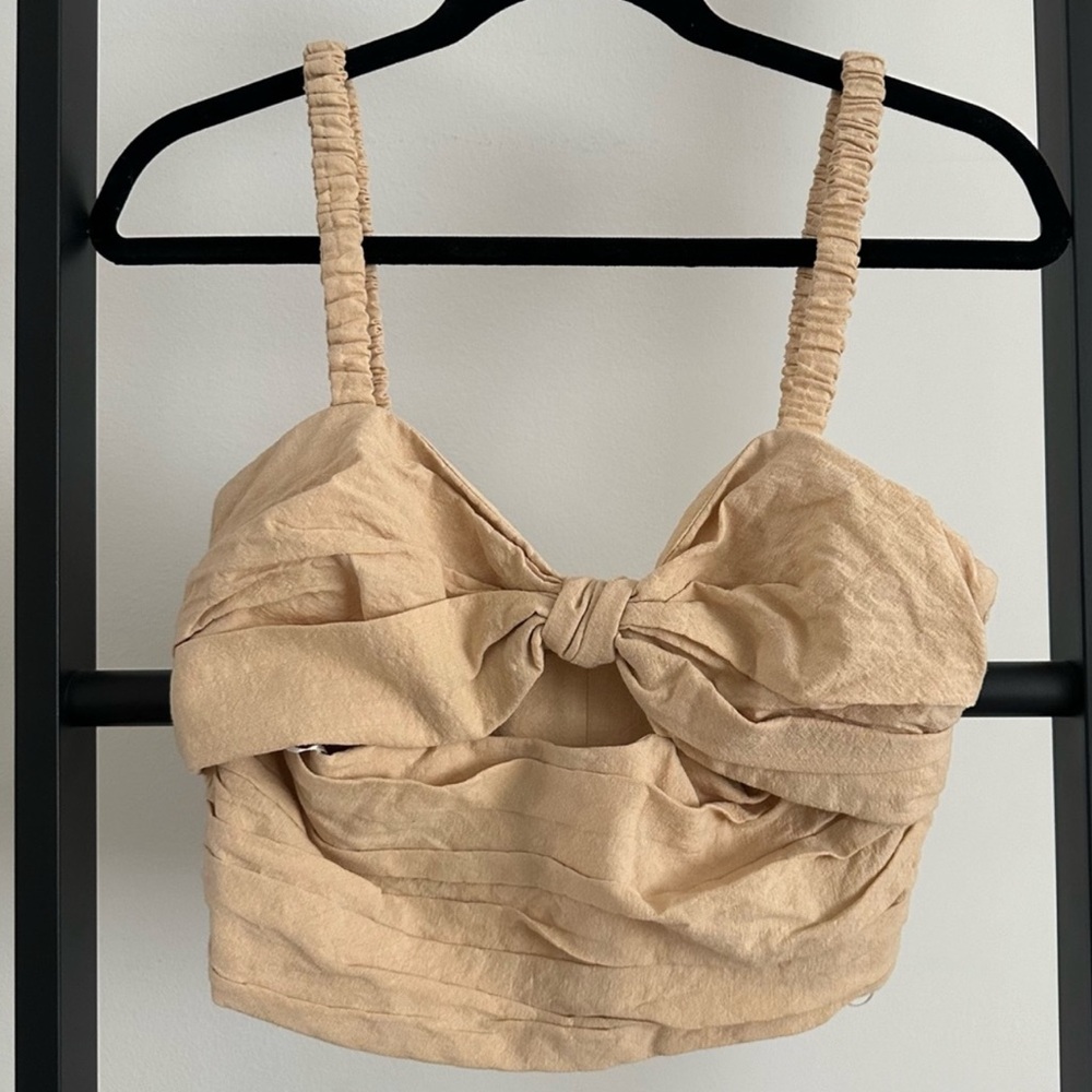 Elegant Tan Ruched Women's Top